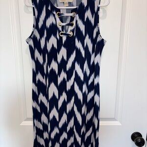 Michael Kors Navy and White Patterned Mini Dress